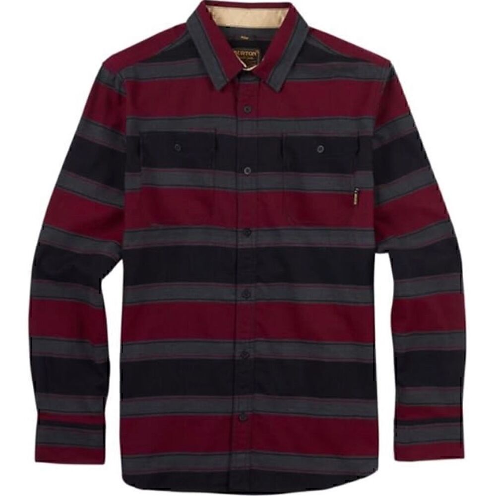 Burton Flannel Shirt Mens Medium Long Sleeve Button Stripe Double Flap Pocket
